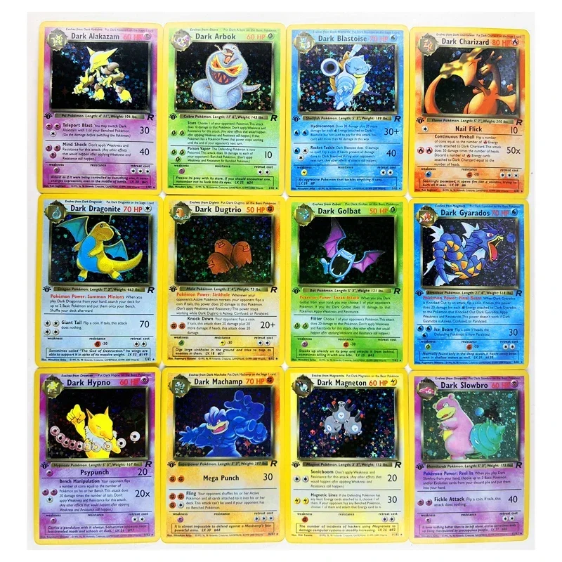 Juego de cartas de Anime de colección, juguetes de reedición, Charizard 1997, Team Rocket GCC, pasatiempos, coleccionables