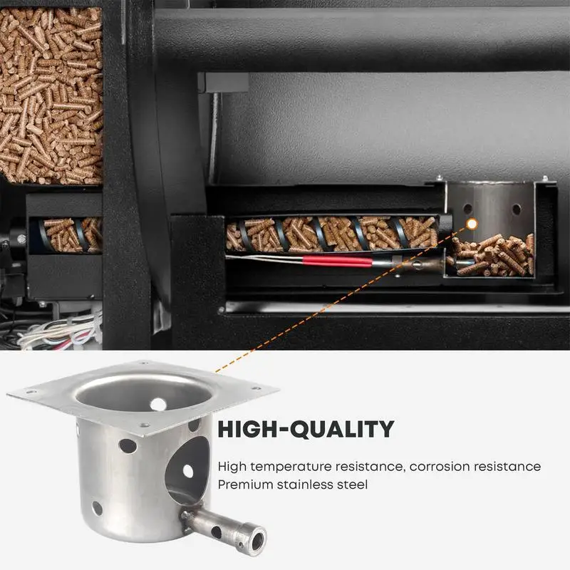 Grill Fire Burn Pot Stainless Steel Burner Fire Pot Burn Replacement Parts Heavy Duty With Screws For Pellet Grill Smoker