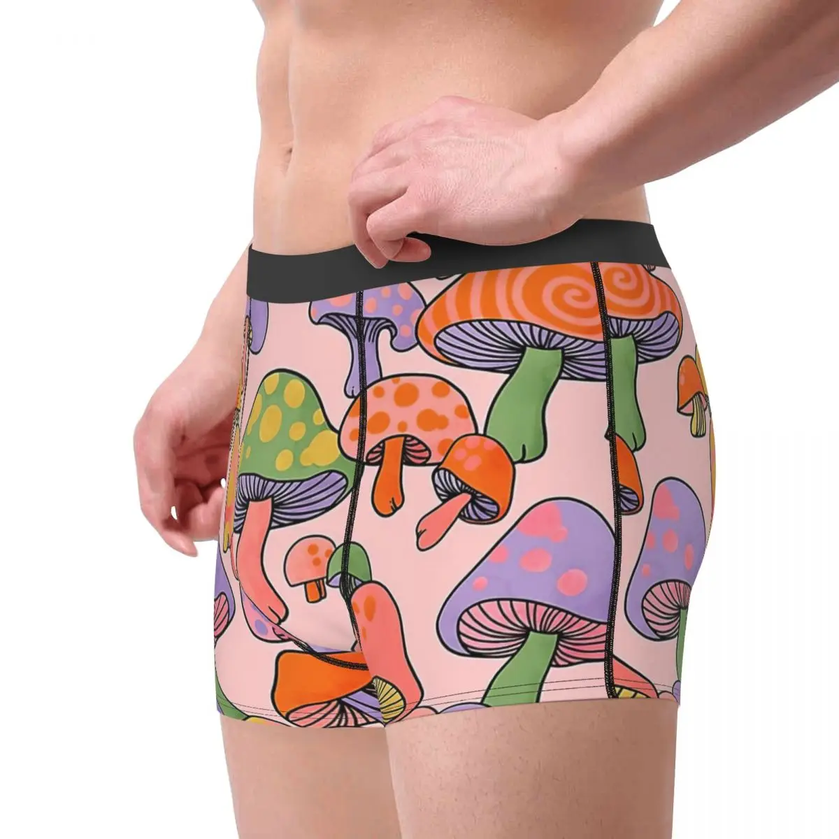 Happy Hippie Mushroom Magic Underpants Breathbale Panties Male Underwear Print Shorts Boxer Briefs