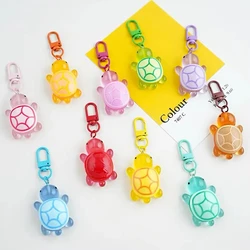 2PCS Luminous Cartoon 3D Turtle Keychain Candy Color Animal Charms With Key Ring Kid Toys Student Diy Backpack Decoration Gifts
