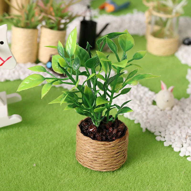 1:12 Dollhouse Miniature Orange Tree Potted Green Potted Plants Home Garden Furniture Decor Toy