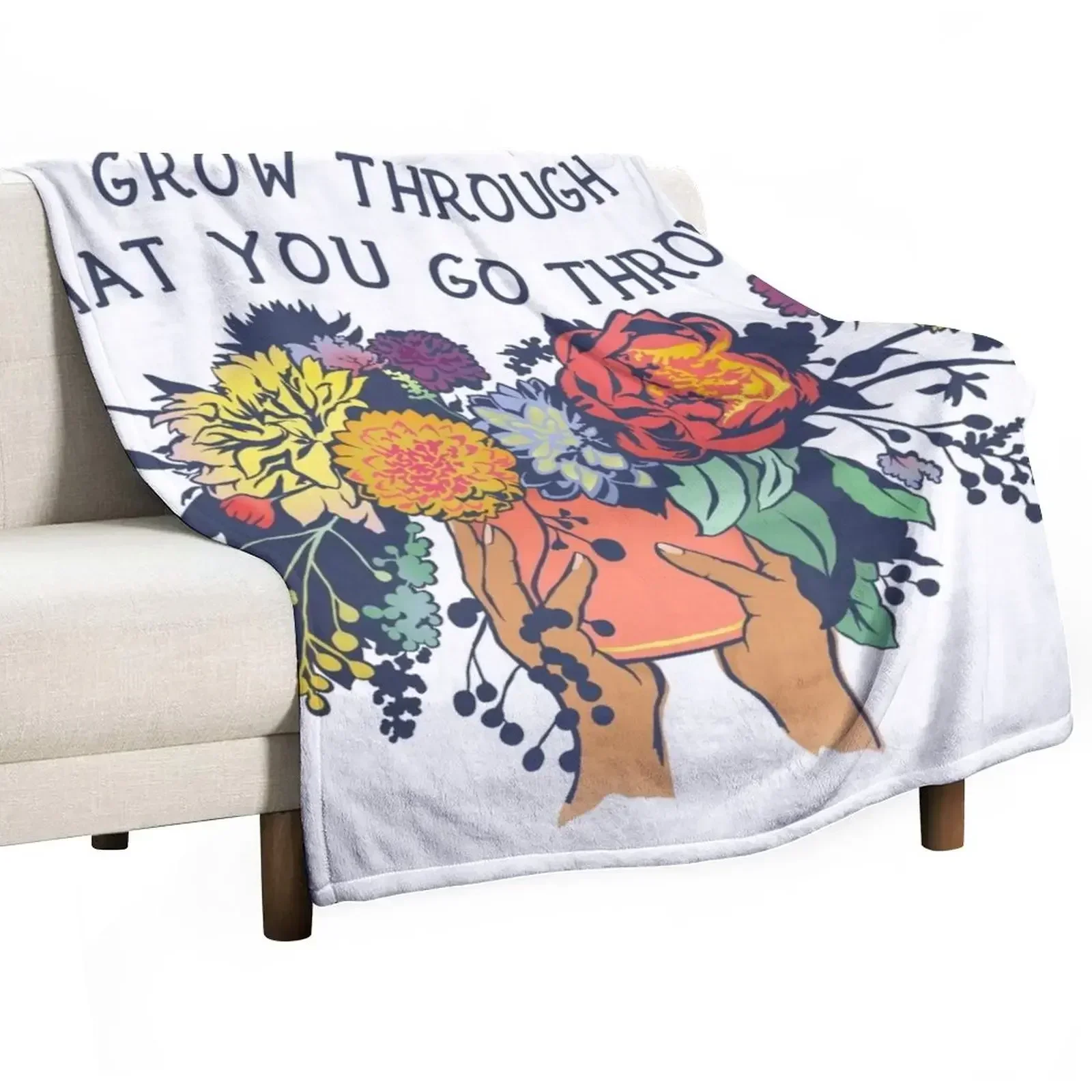 Grow Through What You Go Through Throw Blanket Soft Sherpa Fleece Warm Blanket for Winter