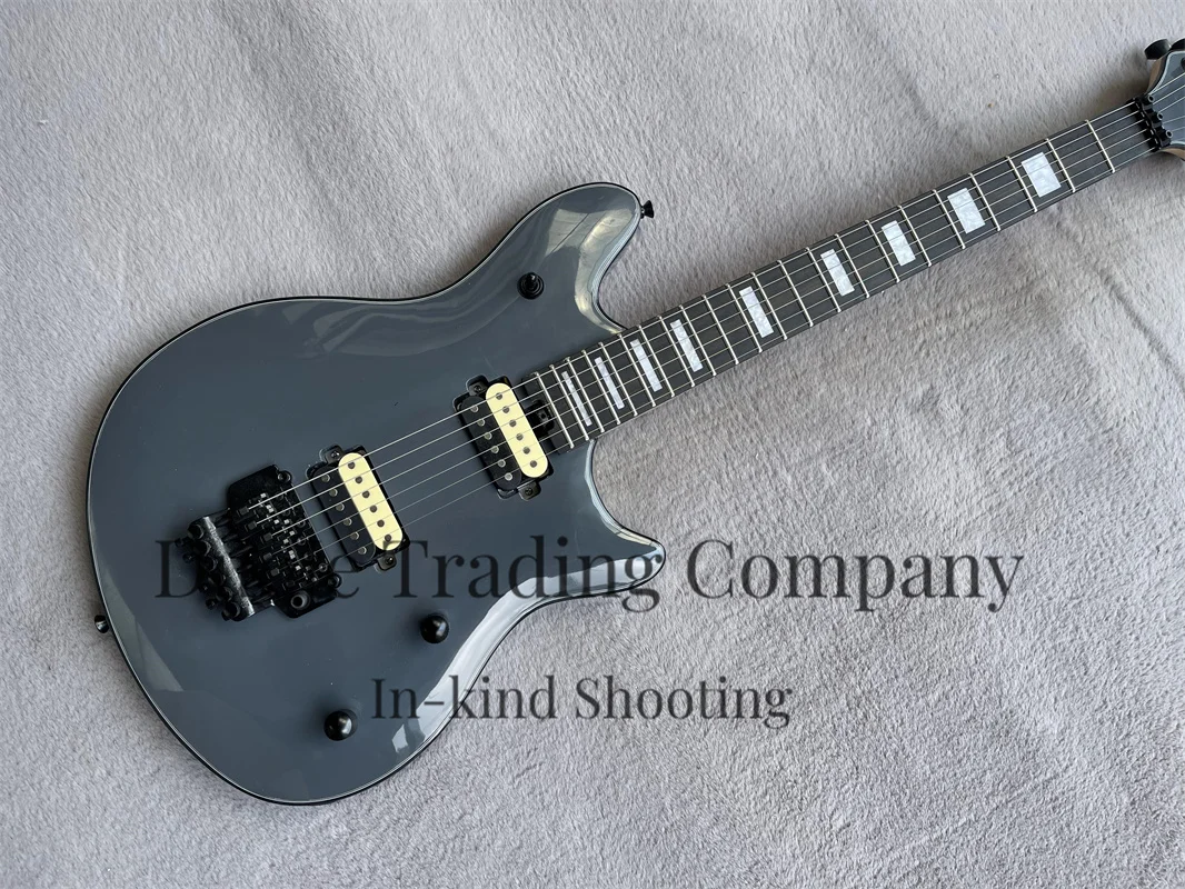 

Gray electric guitar Ebony fingerboard tremolo Bridge basswood body Maple Neck HH pickup Black tuner Multi-layer binding