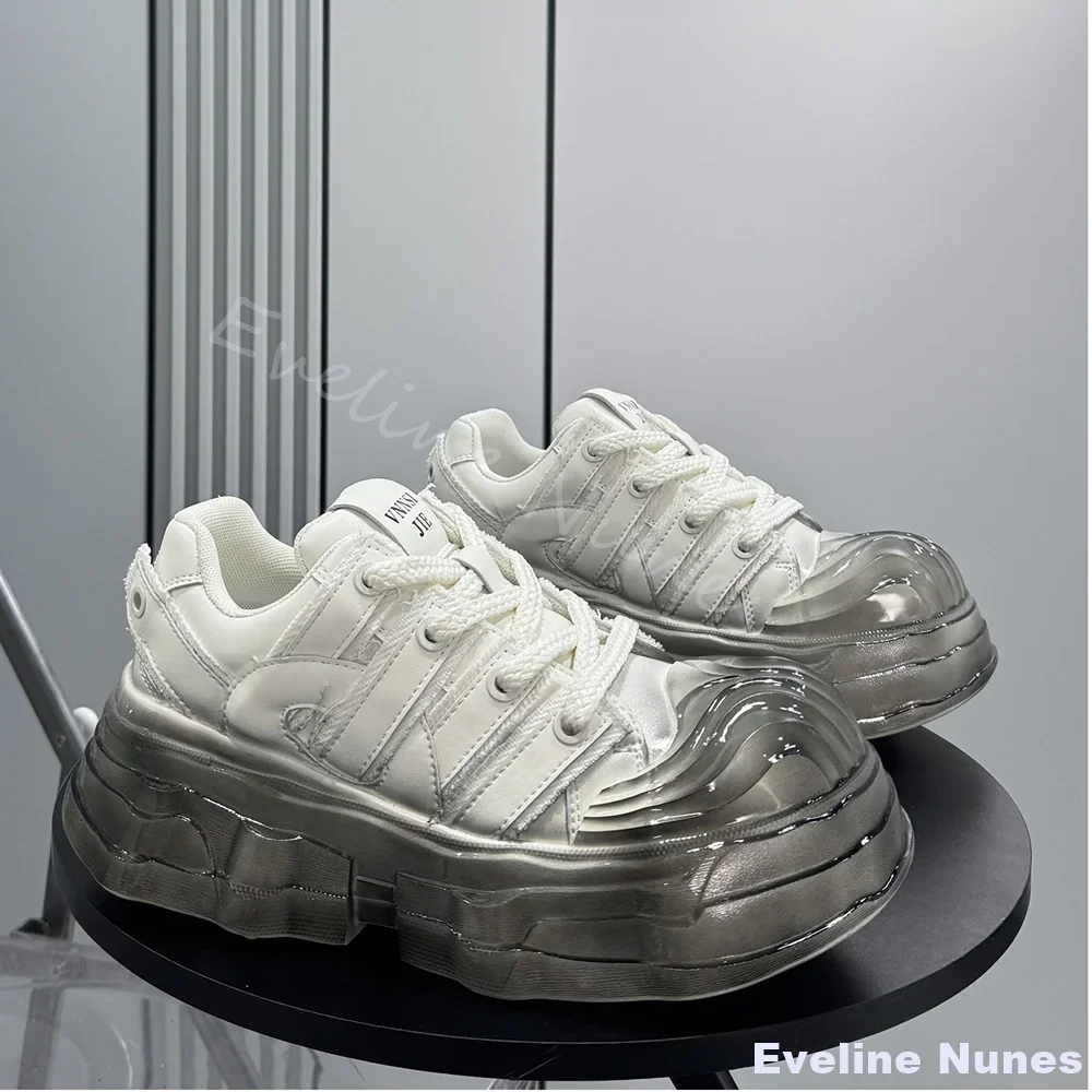 Transparent Platform Sneakers Men 2026 Winter New Style Super Popular Dad Shoes Niche and Unique Height-Increasing Men's Shoes