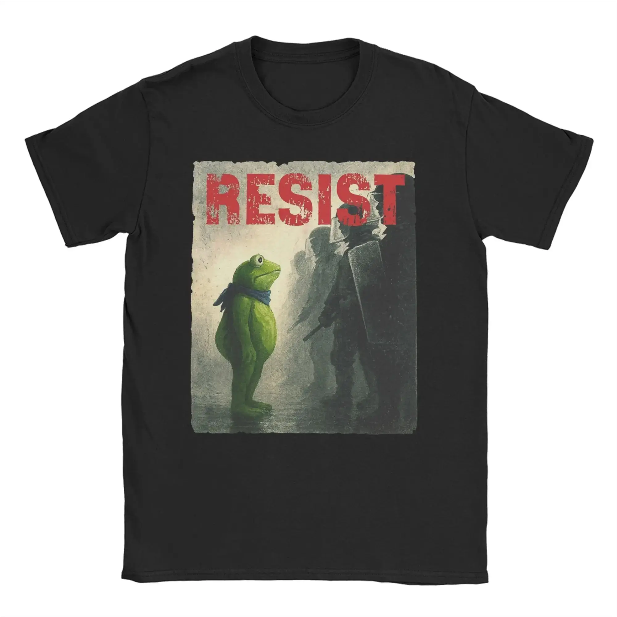 مضحك ميمي تي شيرت مقاومة بورتلاند الضفدع الغضب ضد آلة الضفدع الفن القطن قصير الأكمام تي شيرت س الرقبة الملابس للجنسين #1