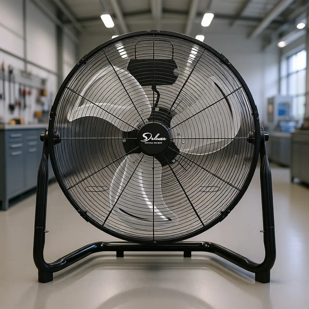 

12-дюймовый 3-скоростной высокоскоростной напольный вентилятор из металла для тяжелых условий эксплуатации, 1800 CFM, наклон на 230 градусов, мощный воздушный поток для дома и спальни, 2 штуки в комплекте