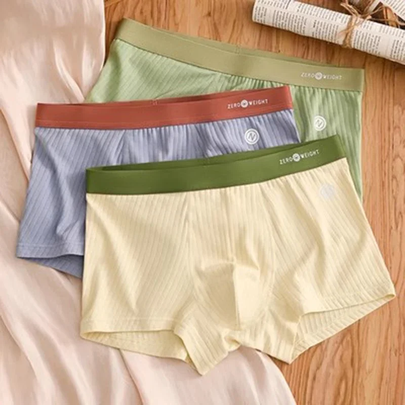 Mens Panties Cotton Men's Underwear Breathable Man Boxershorts Comfortable Striped Contrast Men Underpants Large Size L-6XL