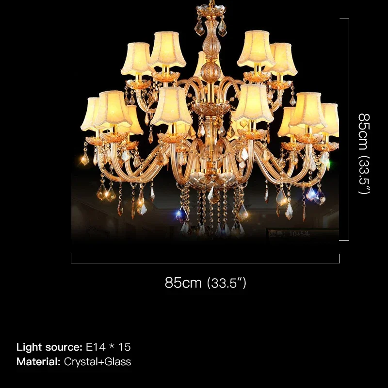 AOSONG European Crystal Pendent Lamp Luxury Living Room Restaurant Bedroom Villa Hotel Clothing Store  Beauty salon Chandelier