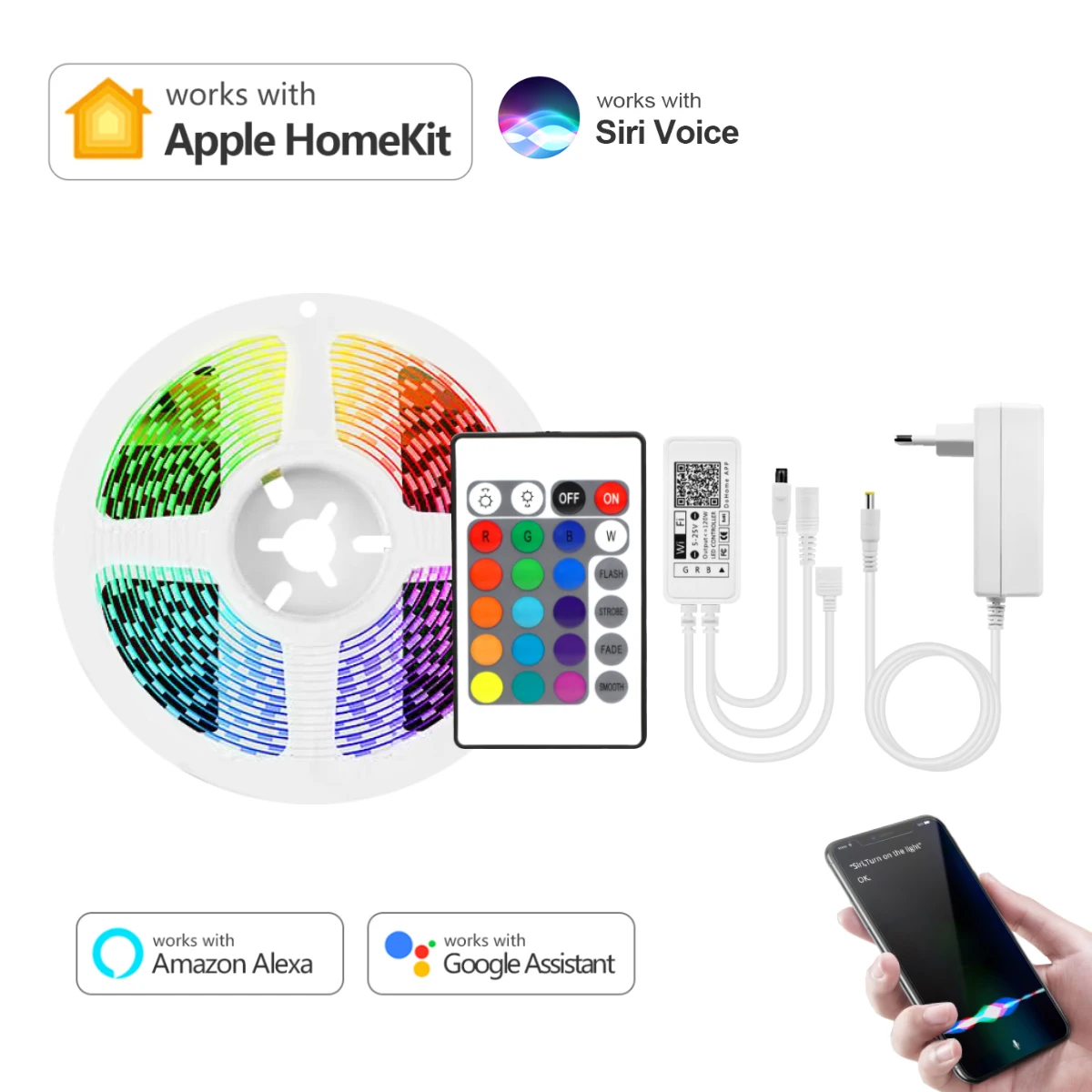 Apple Homekit WIFI 5050 RGB LED Strip Light Neon lamp Backlight Home Decor Waterproof 5M 10M Compatible with Alexa,Google Home