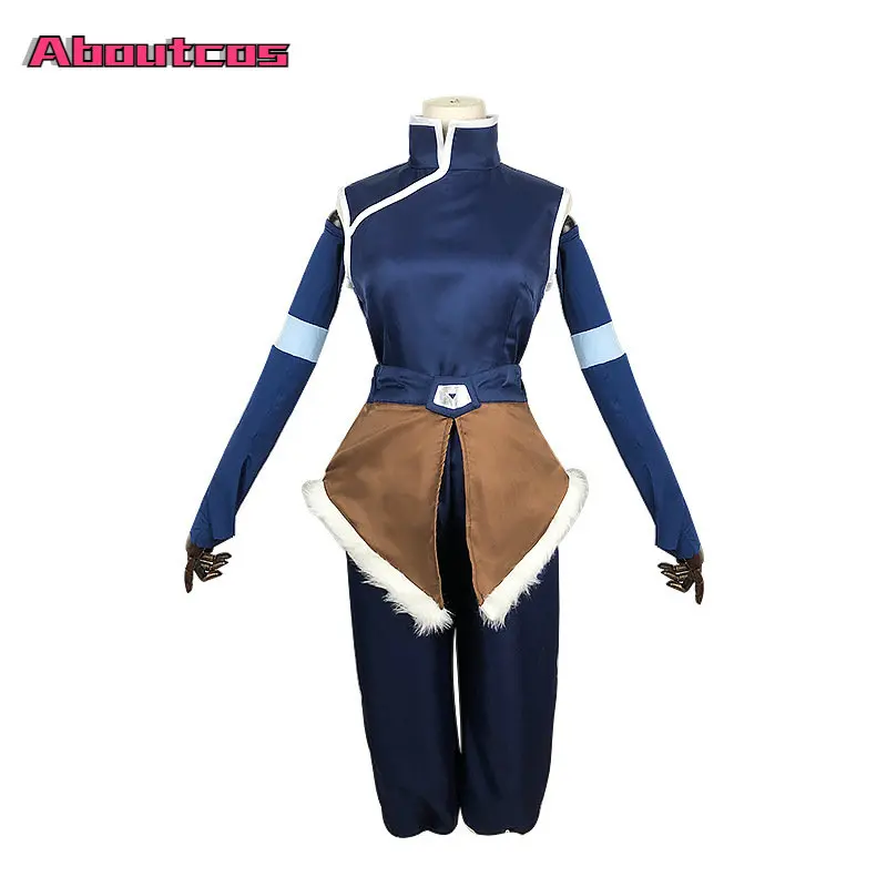 Aboutcos-Korra Fantasia Cosplay Feminina, The Legend 4ª Temporada, Top de Anime e Calças, Festa de Carnaval Halloween, Terno Disfarçado