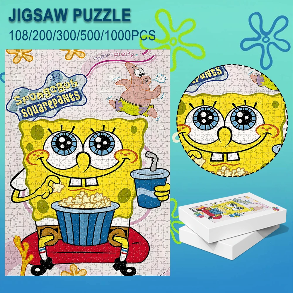 

1pc SpongeBob SquarePants Wooden Puzzle - 108/200/300/500/1000 Pieces Suitable for Leisure Entertainment And Room Decoration
