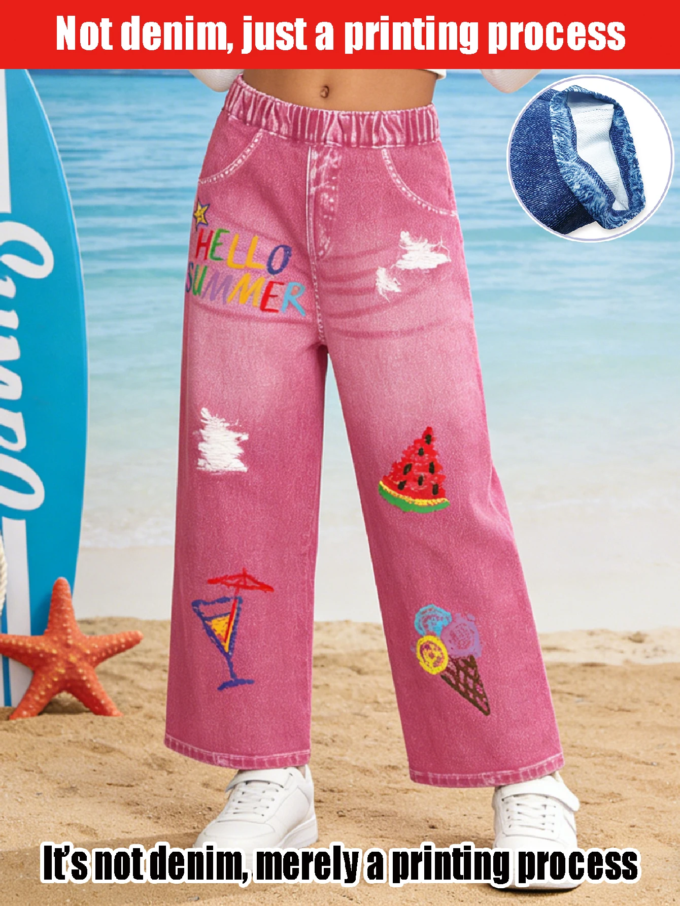 

2026 children's graffiti ripped simulation jeans, children's back-to-school, vacation, casual, trousers