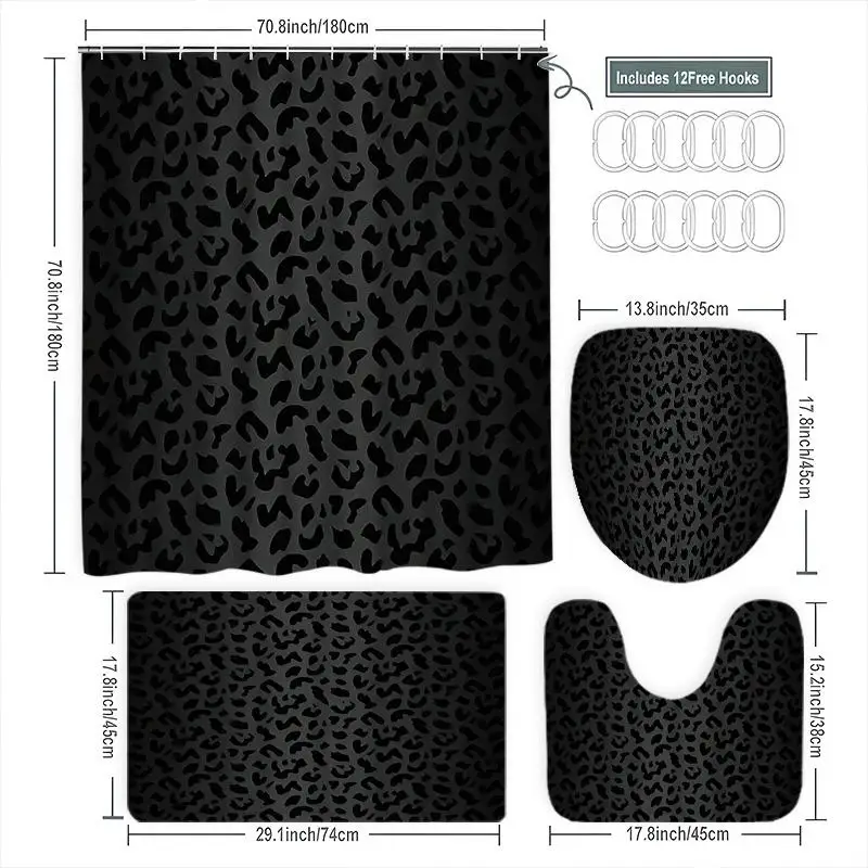 1Pc Bathroom Set That Instantly Transforms into a "Wild Aesthetic Show!" Leopard Print Bathroom Set, Blending Sophistication and Wild Charm into Everyday Life, Shower Curtain Set, Home Bathroom Decor, Includes Bathroom Mat, Toilet Mat, U-Shaped Mat, an Elegant Bathroom Decoration Essential, a Perfect Gift for Yourself, Friends, and Family. view 2