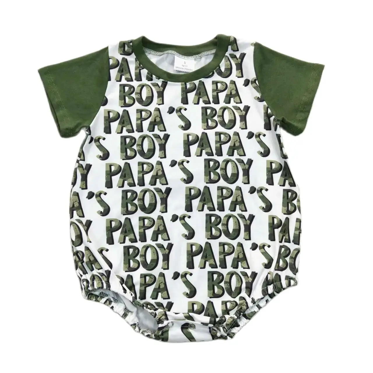 

Wholesale Toddler Baby Kids Green Short Sleeves Romper Newborn Summer Papa's Boy Bubble One-piece Children Father's Day Clothing