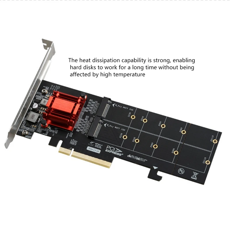 PCIE3.1 X8 Dual M.2 Hard Disk Expansion Card ASM1812 Chip Supports NVME Protocol Full Speed Expansion Card