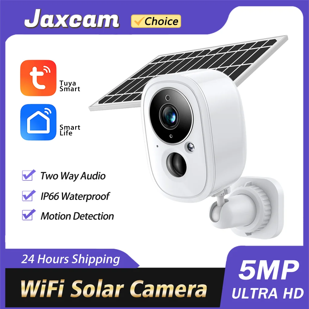 

5MP Tuya Battery Powered WiFi IP Camera Cam AI Human PIR Detection 2-Way Audio Solar Powered Security Wireless Camera Smart Life