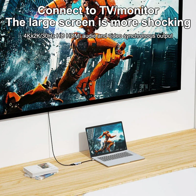 1 قطعة 3 في 1 USB HUB متعدد الفاصل 4K نوع C إلى متوافق USB3.0 محطة إرساء محول الكمبيوتر المحمول لماك بوك آي باد #2