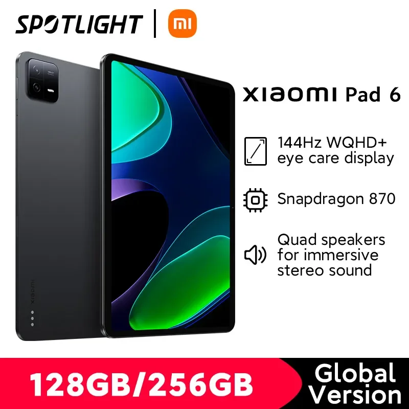 【World Premiere】Xiaomi Pad 6 Global Version 11-inch 144Hz WQHD+ 128GB/256GB Snapdragon 870 Tablet 8840 mAh 33W Charging