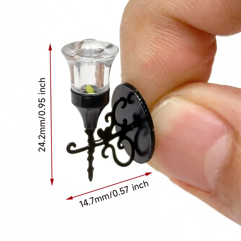 5PCS Miniature Retro Wall Lamp 12V with Resistor Model Light For Dollhouse Decor Railway Train Street Garden Scene Accessories view 2