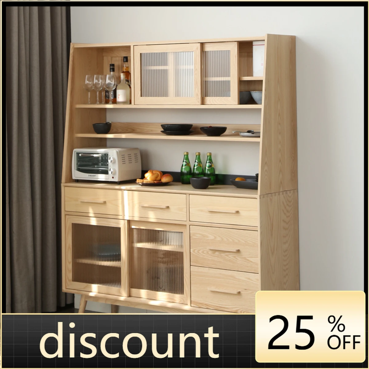 LMM solid wood dining cabinet restaurant simple Nordic storage side cabinet