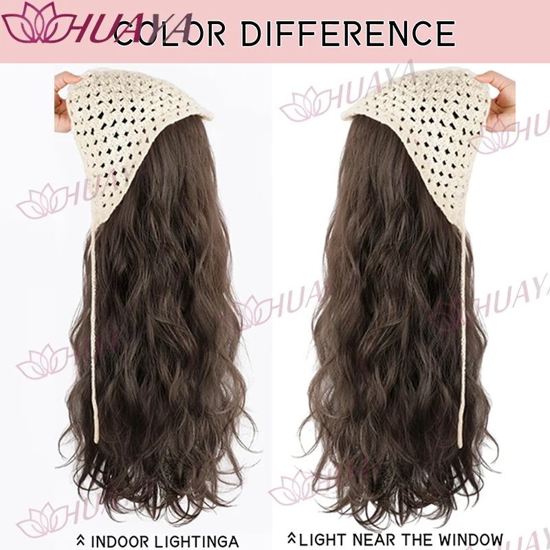 Women's Synthetic Triangle Scarf Water Wave Half Wig, New Early Summer Style, Pastoral Handmade Crochet, Easy to Wear, Instant H