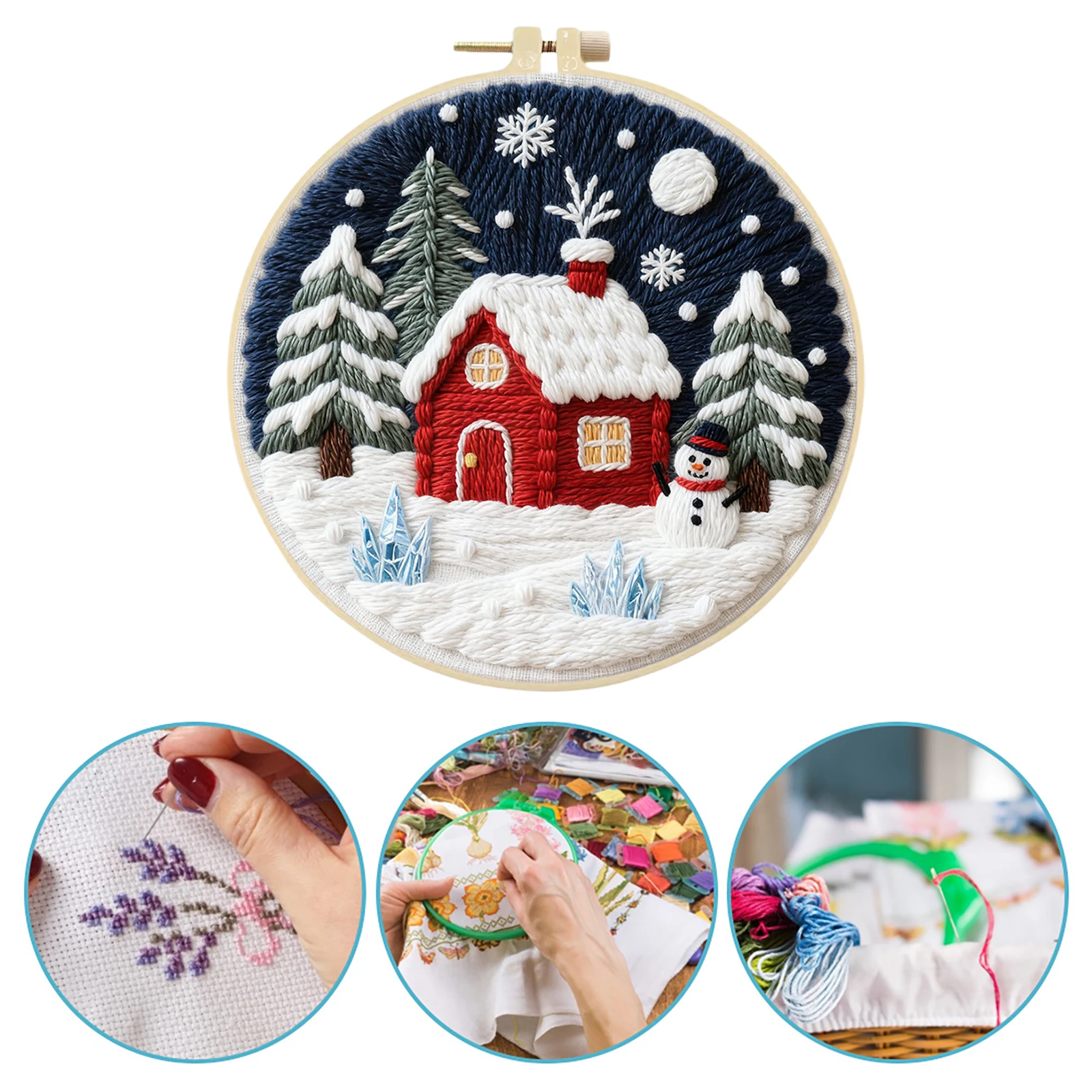 

Christmas DIY Embroidery Stitches Practice Kit 29x29cm Hand Sewing Kit Starter Embroidery Kit for Beginners Craft Lovers Gift