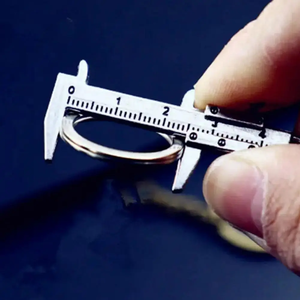 Portable Mini Vernier Caliper Silver Measurement Tool Pendant Metal Material Automobile Turbo Key Chains Accessories