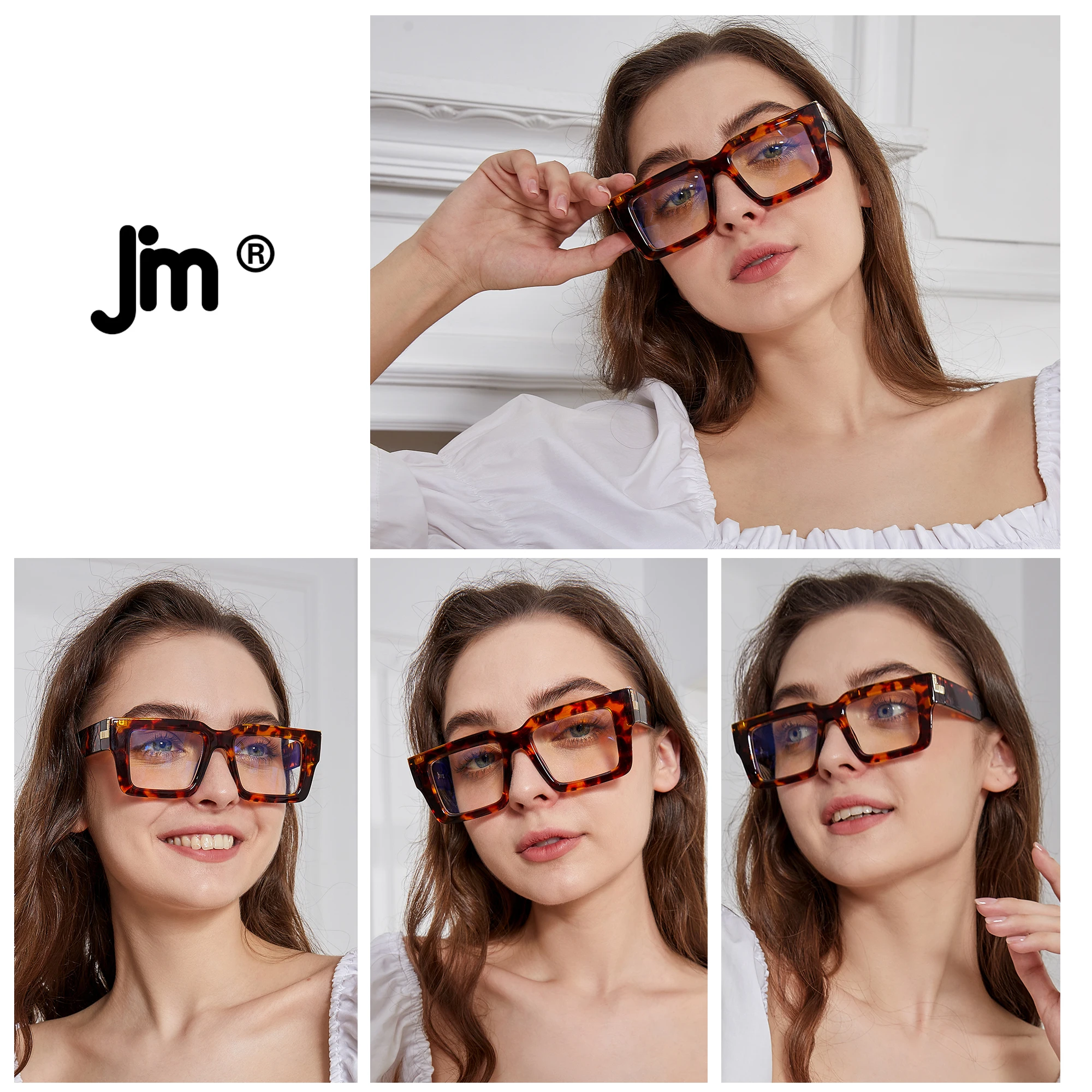 JM  Square Reading Glasses for women, Blue Light Blocking Computer Readers UV400