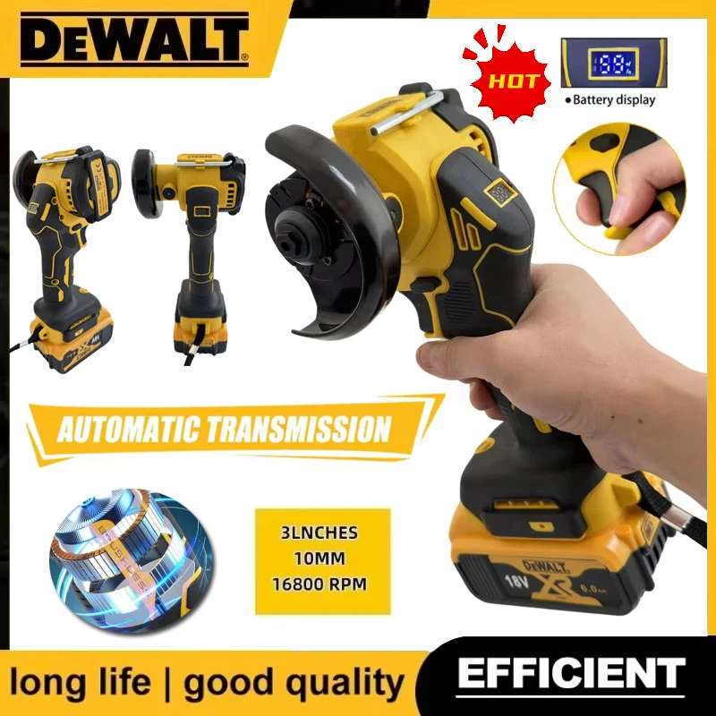 DeWALT Digital Display Brushless Mini Angle Grinder For 20V / 18V Battery Polishing Grinding Machine Cutting Power Tools