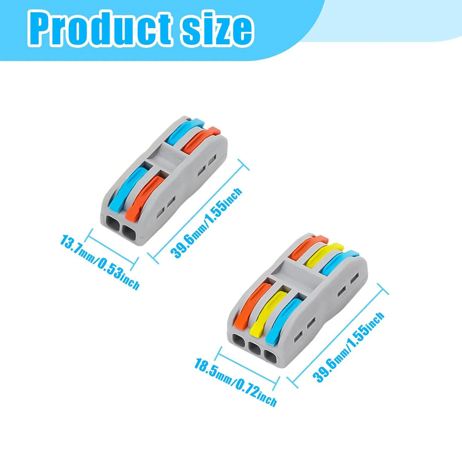 10Pcs Lever Wire Connectors, 2 in 2 Out Quick Wire Connectors, Electrical Lever Wire Connectors Push-In Conductor Terminal