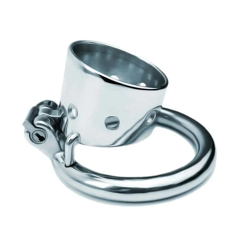 FRRK Steel Short Hollow Cylinder Male Chastity Cage With Round Curve Penis Rings Cock Lock Adults Games Sex Toys For Men Gay 18+