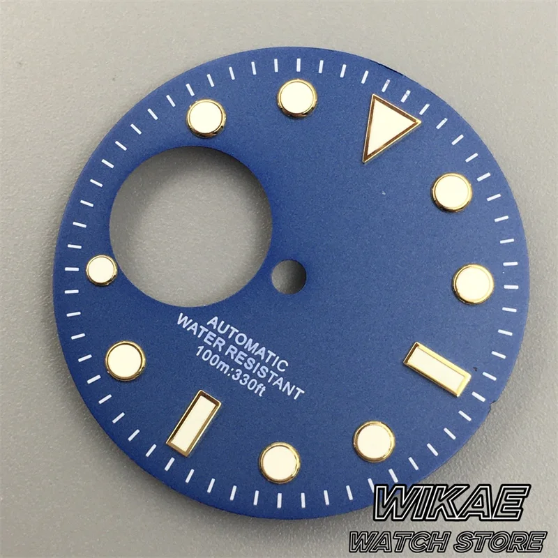 29mm Hollow Watch Dial Fit NH38 Movement Men's Watch Modified Parts Black Blue Green Dial with Silver Gold Rose Gold Time Marks