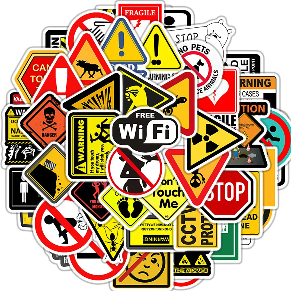 10/30/50 יחידות מדבקות אזהרה לאיסור סקייטבורד מקרר גיטרה מחשב נייד אופנוע נסיעות צעצוע קלאסי מדבקות מגניבות