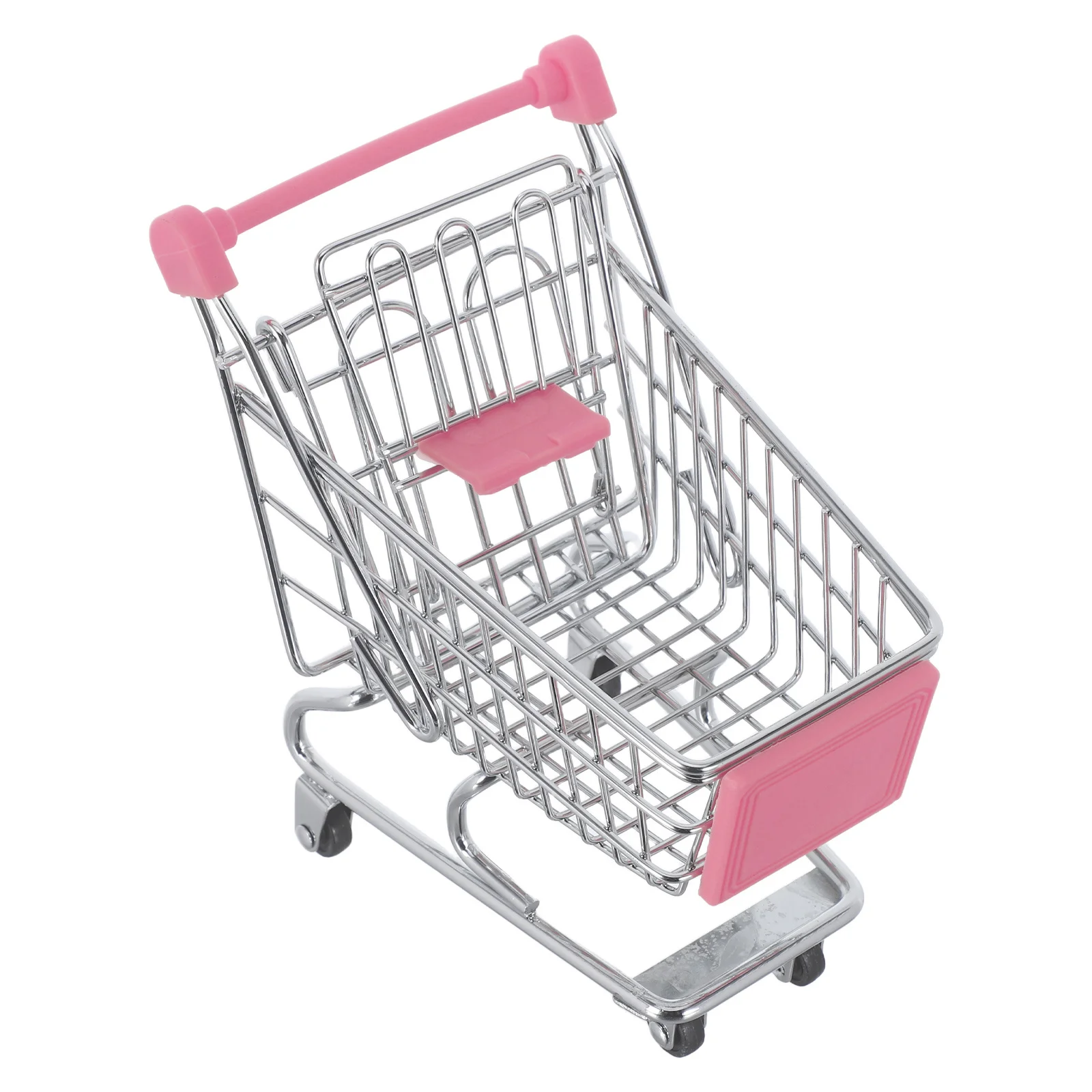 Mini Shopping Cart Metal Grocery Cart For Kids Pretend Play Supermarket Roleplay With Wheels Tiny Handcart Basket For Dollhouse