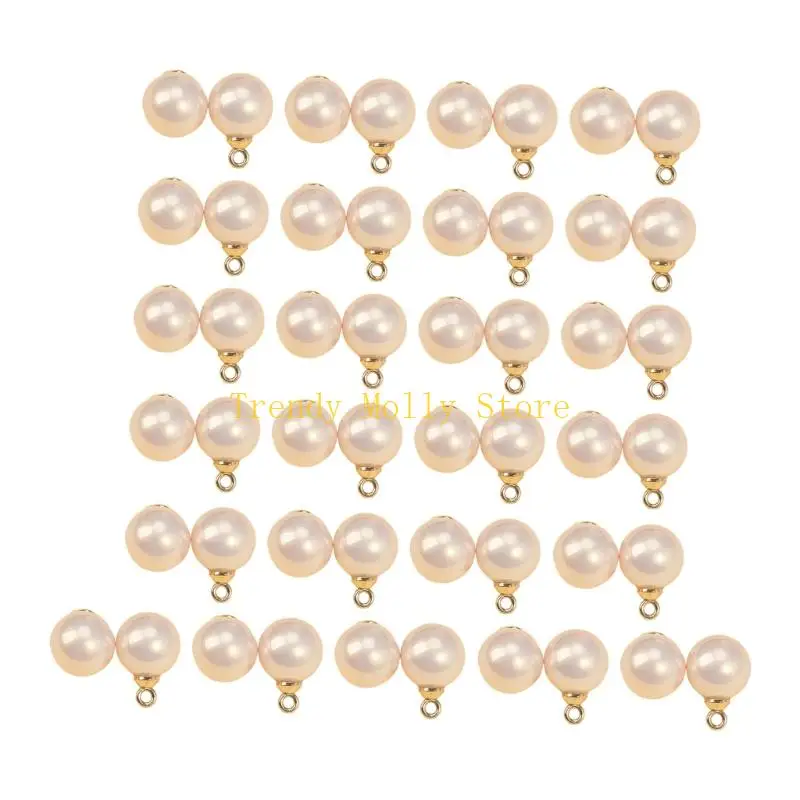

N5KB 50Pcs Resin Imitation Pearls Buttons Shirt Sweater Sewing Supplies Replacement