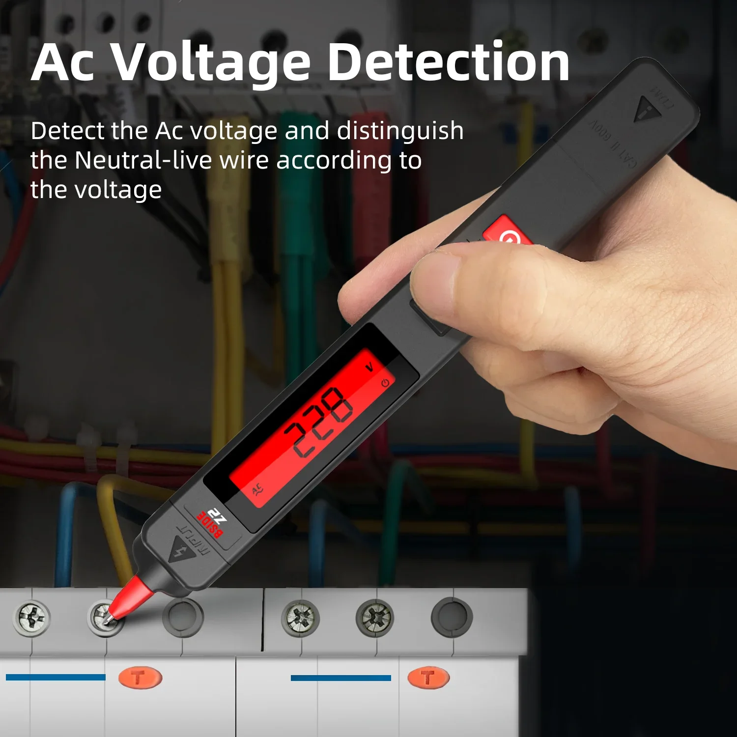 BSIDE AC Voltage Tester Leakage Detector Creepage Electric Pen Non-contact Circuit Continuity 0~300V With Backlight Lighting