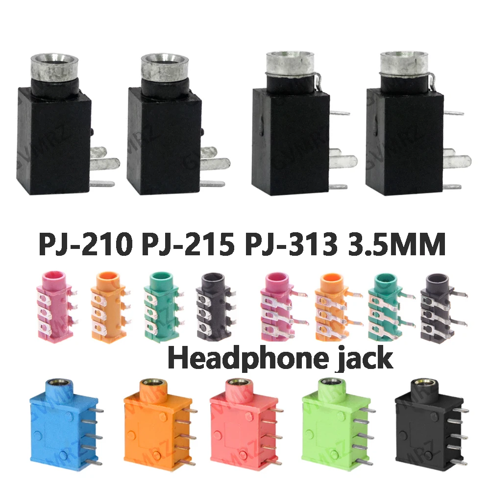10PCS/20PCS PJ-210 PJ-215  3.5MM channel stereo Jack Socket Stereo Solder Panel Mount Headphone jack Audio video female dual