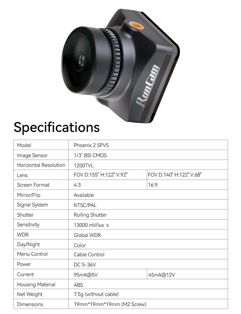 Camera FPV 1200TVL 4:3/16:9 1/3