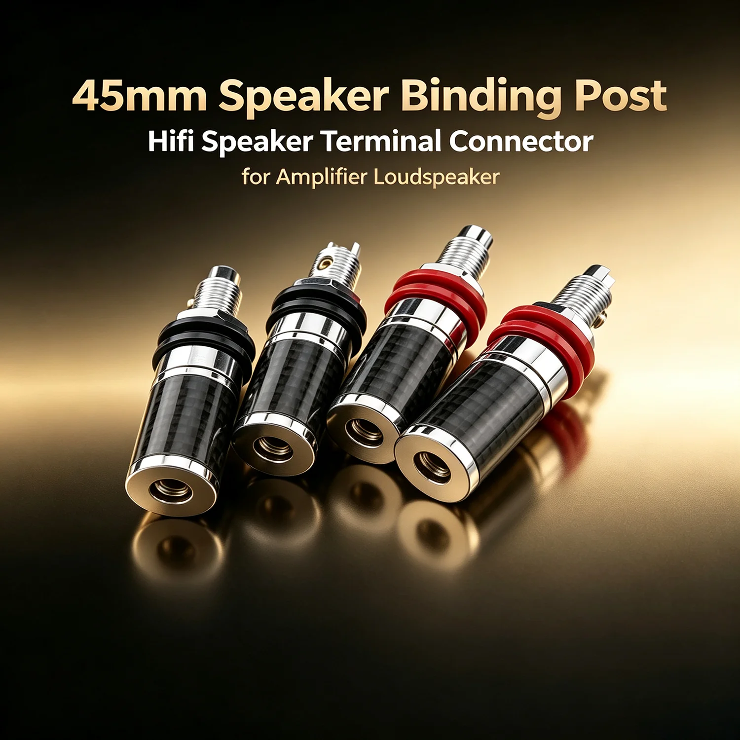 New 4PCS Audiocrast 45mm Panel Mount Rhodium Gold-Plated Banana Plug Speaker Terminal HIFI Amplifier Socket Speaker Binding Post