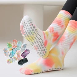 Chaussettes de yoga en coton teint en silicone pour femme, non ald Pilates Grip Crew