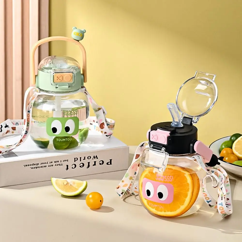 

Креативная милая портативная бутылка для воды, прозрачная пластиковая спортивная чашка для фитнеса, универсальная соломенная чашка большой емкости, домашний декор