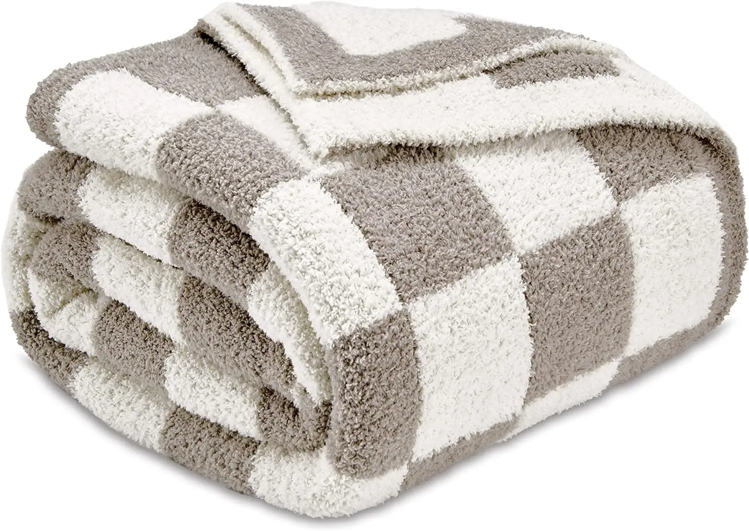 

Checkered Blanket, Ultra Soft Cozy Grey And White Throw Blanket, Warm Cozy Knit Fuzzy Plush Checkerboard Throw For Couch Bed