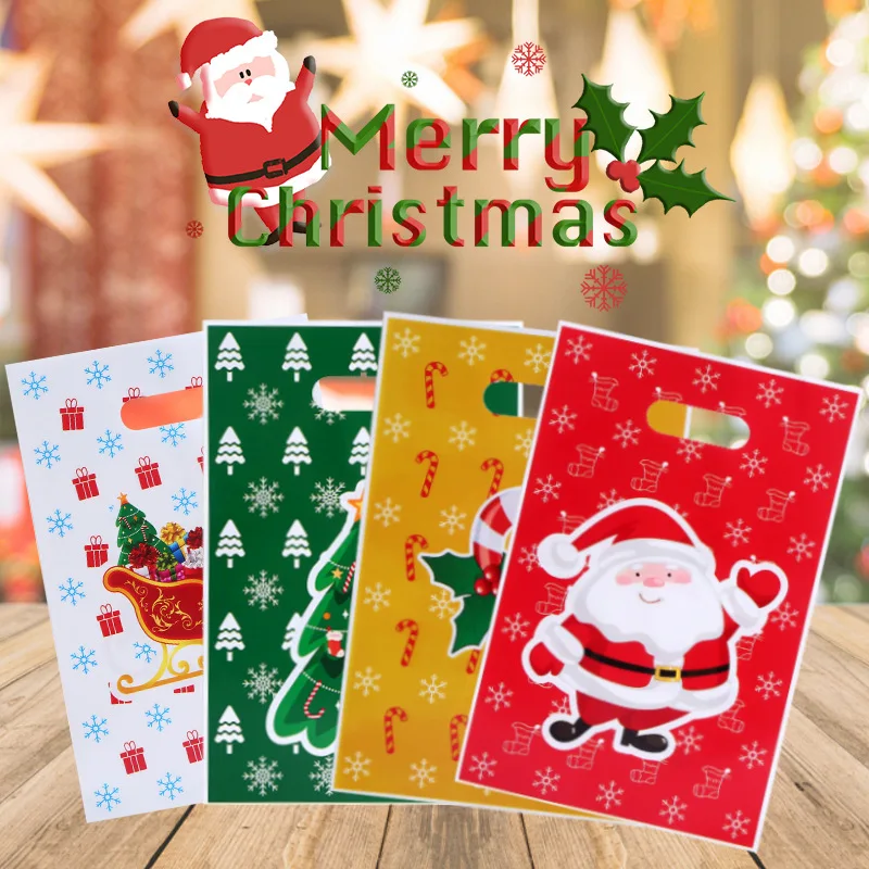 50-100 unidades de bolsas de embalaje de galletas de Navidad, bolsas de plástico para fiestas, bolsa de dulces para golosinas, regalo de recuerdo de fiesta, bolsa de Navidad al por mayor
