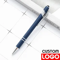 Metal Ballpoint Pen Spray Plastic Touch Screen Pen Office School Writing Pen Engraved Name Private Laser Customized Logo Pen