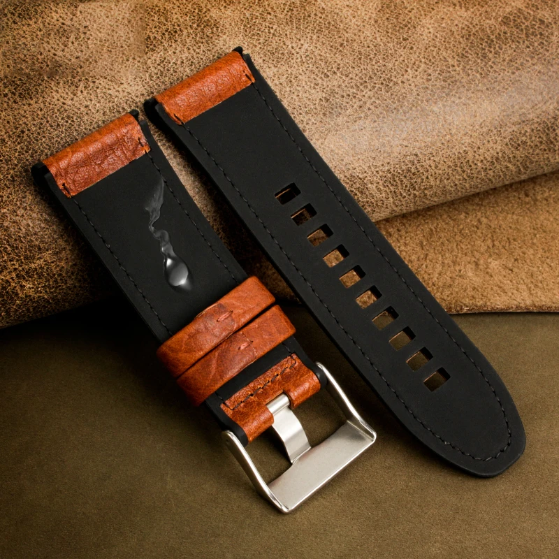 28mm Black Brown Cowhide Watch Strap For SEVENFRIDAY M2/02 P1B/01 Watch Strap Watch Bracelet