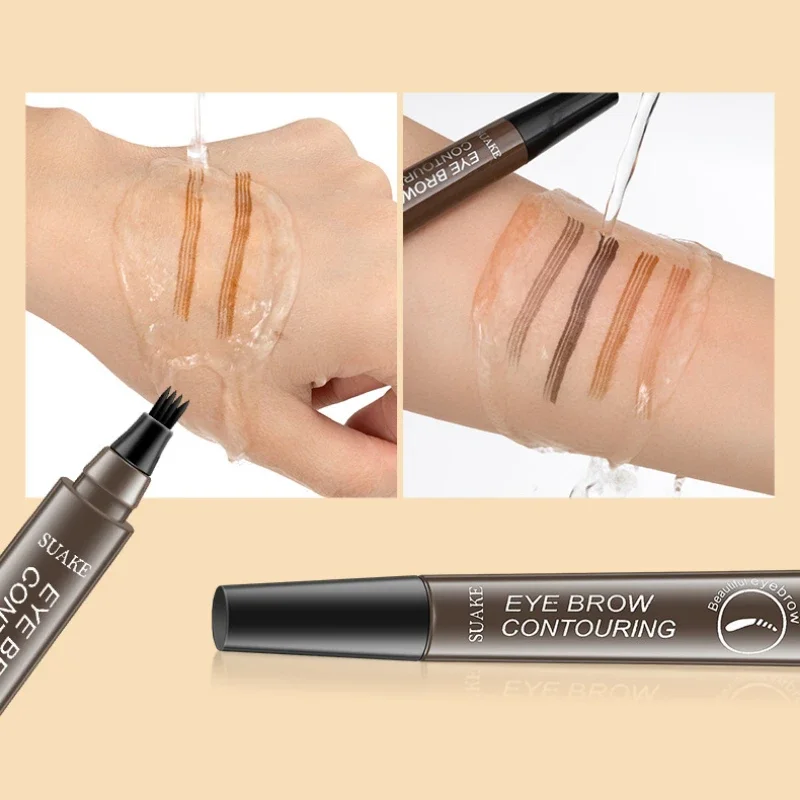 Liquid Four-pronged Eyebrow Pencil Waterproof Natural Long Lasting Fork Tip Eyebrow Tattoo Pencil Fine Sketch Eye Brow Enhancers