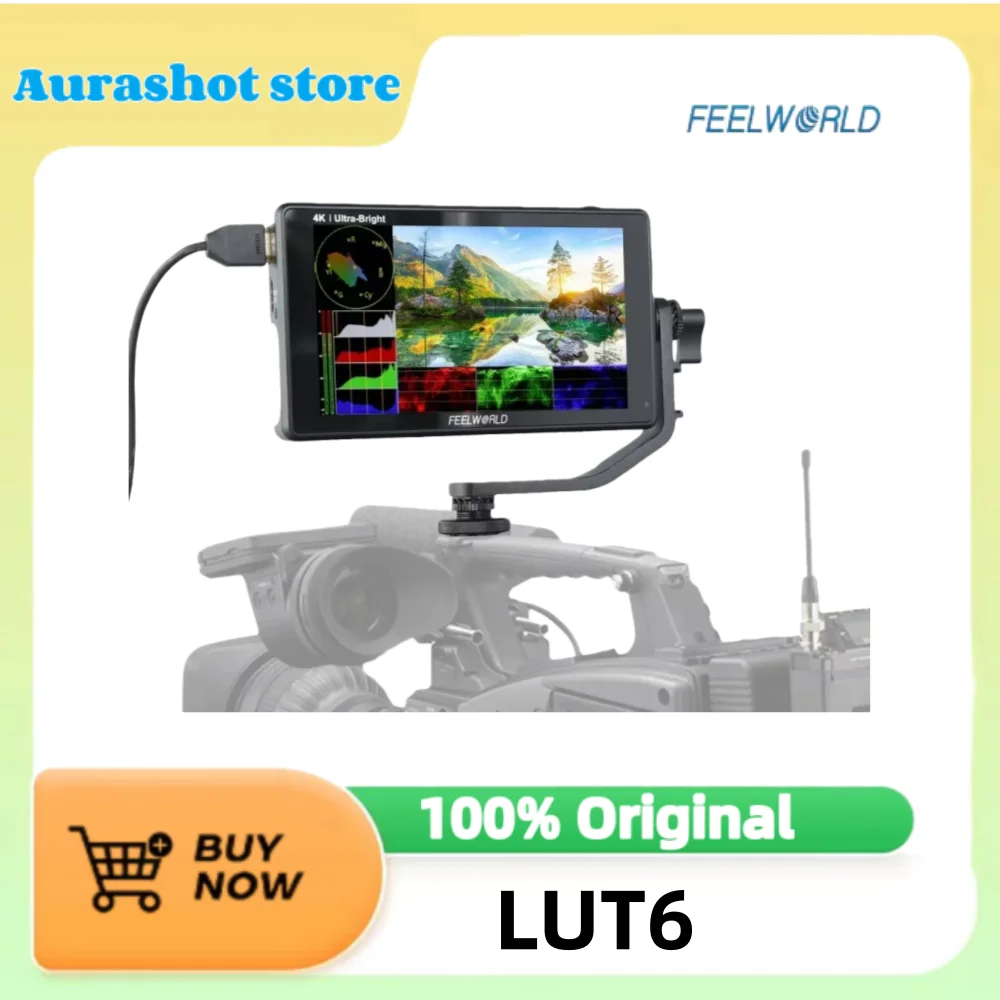

FEELWORLD LUT6 6-дюймовый 2600 нит HDR 3D LUT сенсорный экран на камеру полевой зеркальный монитор с векторскопом Waveform для Youtube Live