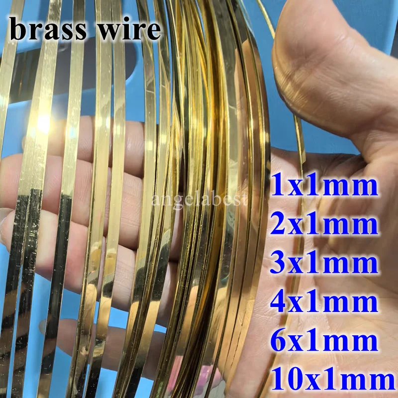 0.25m 1mm 2mm 3mm 4mm 6mm 10mm Thick 1mm Half Hard Solid Raw Brass Wrapping Wire Flat Wire Strip Jewelry Making DIY Accessories