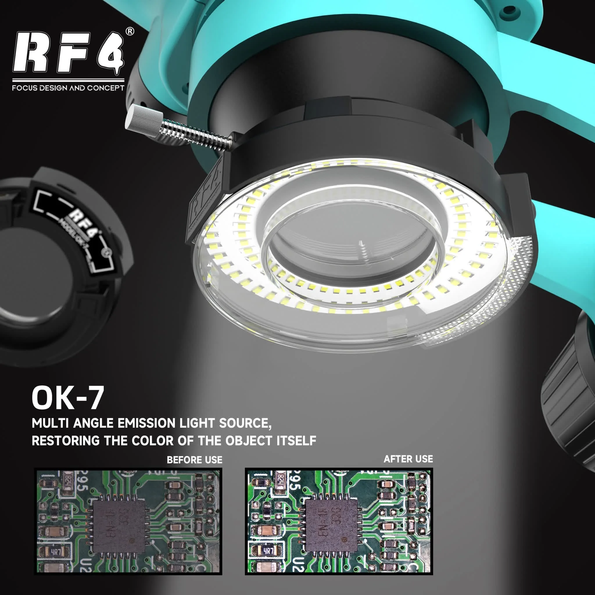 RF4 OK-7 Microscope LED Ring Light Illuminator Lamp For Microscope Circle Light Industrial Microscope Camera Light source