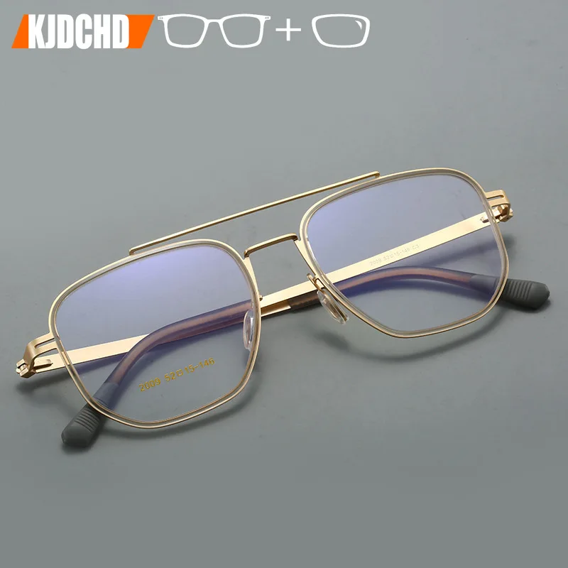 

KJDCHD Fashion Pilot Optical Prescription Glasses Men's Big Size Ultralight Blue Light Blocking Reading Eyewear Women